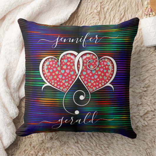 Valentijnsdag Ontwerp met in elkaar grijpende hart Kussen (Deken)