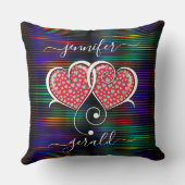 Valentijnsdag Ontwerp met in elkaar grijpende hart Kussen (Achterkant)