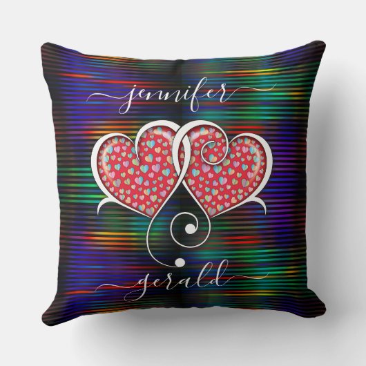 Valentijnsdag Ontwerp met in elkaar grijpende hart Kussen (Achterkant)