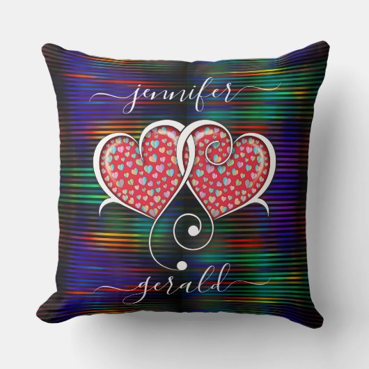 Valentijnsdag Ontwerp met in elkaar grijpende hart Kussen (Voorkant)