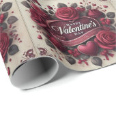 Valentijnsdag ontwerp met Rozen en hart Cadeaupapier (Rol Hoek)