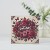 Valentijnsdag ontwerp met Rozen en hart Feestdagenkaart (Staand voorkant)