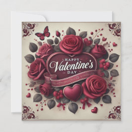 Valentijnsdag ontwerp met rozen en hart  feestdagenkaart