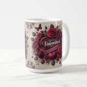 Valentijnsdag ontwerp met Rozen en hart Koffiemok (Voorkant rechts)