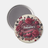 Valentijnsdag ontwerp met Rozen en hart Magneet (Voorkant / Achterkant)