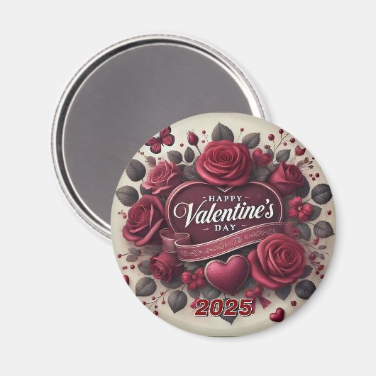 Valentijnsdag ontwerp met Rozen en hart Magneet (Voorkant / Achterkant)