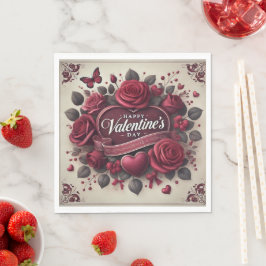 Valentijnsdag ontwerp met Rozen en hart Servet