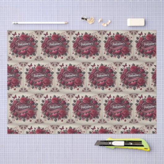 Valentijnsdag ontwerp met Rozen en hart Tissuepapier (Craft)