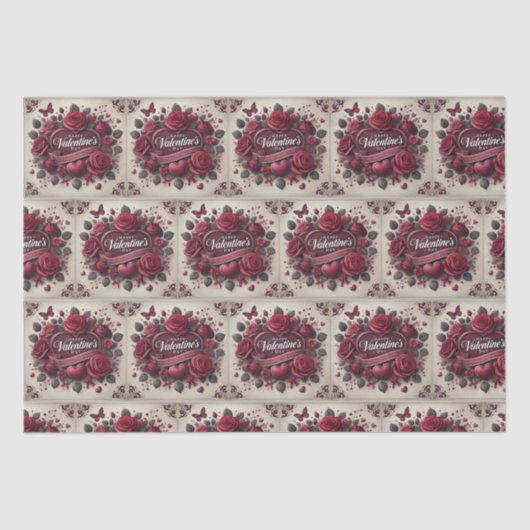 Valentijnsdag ontwerp met Rozen en hart Tissuepapier (Voorkant)