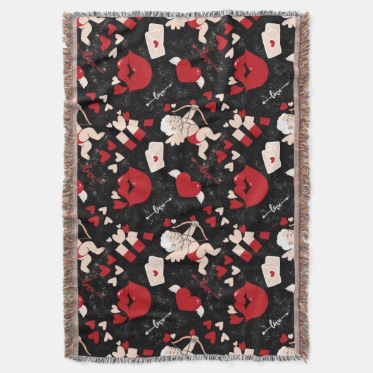 Valentijnsdag op de zwarte achtergrond deken (Voorkant Verticaal)
