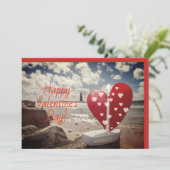 Valentijnsdag op het strand feestdagenkaart (Staand voorkant)