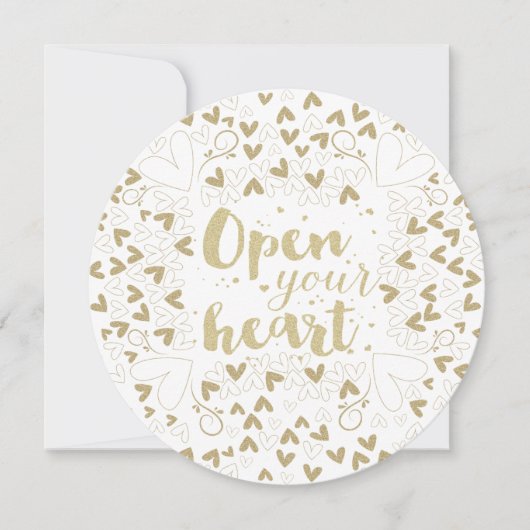 Valentijnsdag - "Open uw hart" Gold Feestdagenkaart (Voorkant)