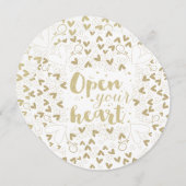 Valentijnsdag - "Open uw hart" Gold Feestdagenkaart (Voorkant / Achterkant)