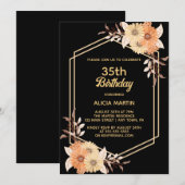 Valentijnsdag Oranje Bloem Goud Zwart Vrouw Volwas Kaart (Voorkant / Achterkant)