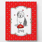 Valentijnsdag Oud Engels Sheepdog Grey 1 Cute Fotoplaat (Voorkant)