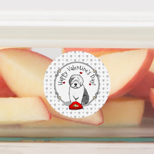 Valentijnsdag Oud Engels Sheepdog Grey 1 Cute Labels (Aangebracht)