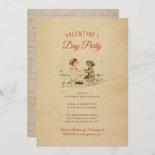  Valentijnsdag Oude Fashioned Party Cute Kaart