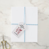 Valentijnsdag oude roos & witte liefdeshart aangep cadeaulabel (Met Touw)