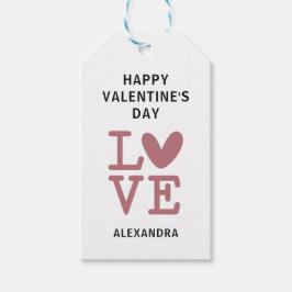 Valentijnsdag oude roos & witte liefdeshart aangep cadeaulabel