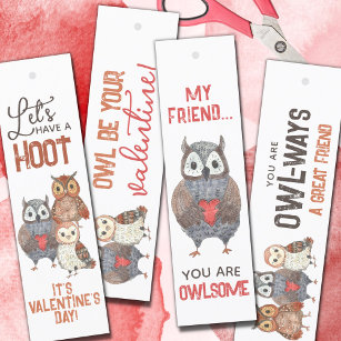 Valentijnsdag Owl Gedekte Bladwijzer