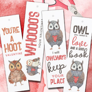 Valentijnsdag Owl Gedekte Bladwijzer