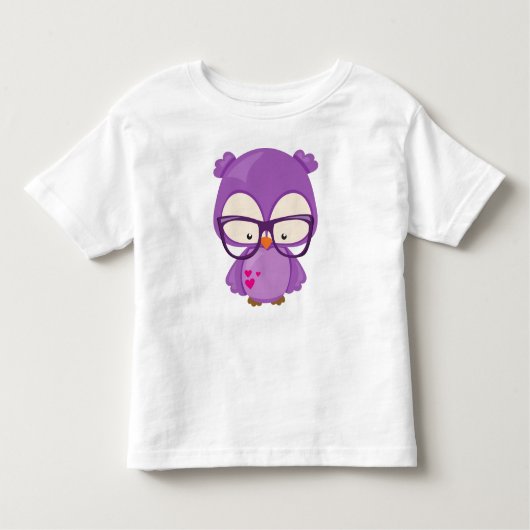 Valentijnsdag Owl, Paarse kieuwen, bril, hart Kinder Shirts (Voorkant)