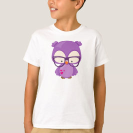 Valentijnsdag Owl, Paarse kieuwen, bril, hart T-shirt