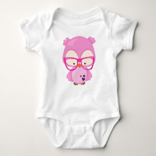 Valentijnsdag Owl, Roze Owl, bril, hart Romper