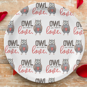 Valentijnsdag Owl You Need Is Love Party Papieren Bordje