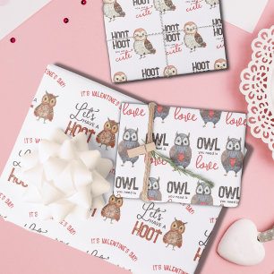 Valentijnsdag Owls Cute Inpakpapier Vel