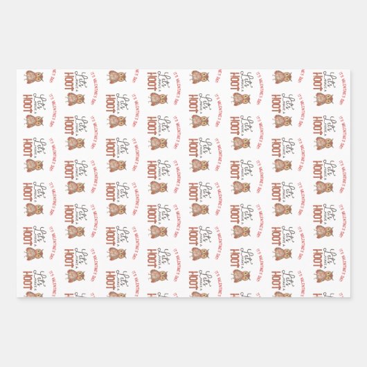 Valentijnsdag Owls Cute Inpakpapier Vel (Voorkant)