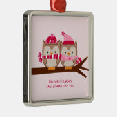Valentijnsdag Owls Metalen Ornament (Rechts)