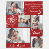 Valentijnsdag paar Foto collage rood Liefde Fleece Deken (Voorkant)