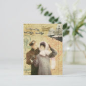  Valentijnsdag paar liefde vliegtuigen collage Feestdagenkaart (Staand voorkant)