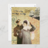  Valentijnsdag paar liefde vliegtuigen collage Feestdagenkaart (Voorkant / Achterkant)