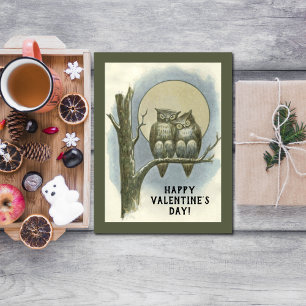 Valentijnsdag Paar of Owls Night Moon Feestdagenkaart