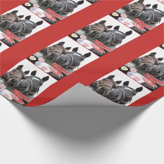 Valentijnsdag paarden cadeaupapier (Hoek)