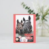 Valentijnsdag paarden feestdagenkaart (Staand voorkant)