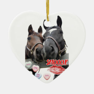 Valentijnsdag paarden keramisch ornament