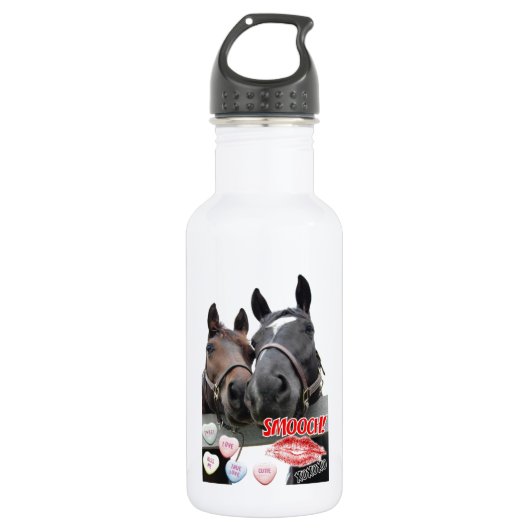 Valentijnsdag paarden waterfles (Voorkant)