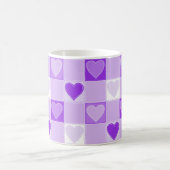 Valentijnsdag Paarse gewatteerde harten op cheques Koffiemok (Center)