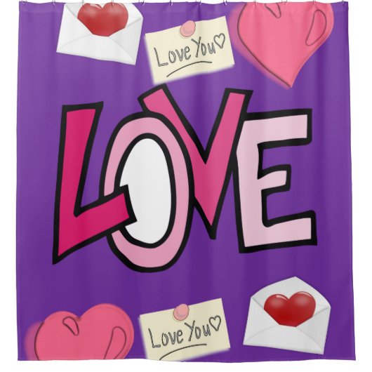 Valentijnsdag paarse handschoentrekker douchegordijn (Voorkant)