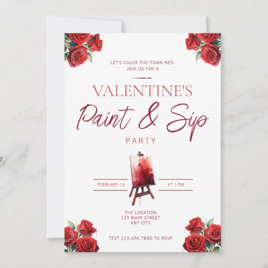Valentijnsdag Paint en Sip Party Invitation Kaart (Voorkant)