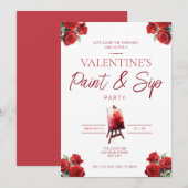 Valentijnsdag Paint en Sip Party Invitation Kaart (Voorkant / Achterkant)