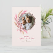 Valentijnsdag Pampas Grass Wreatfoto Feestdagenkaart (Staand voorkant)