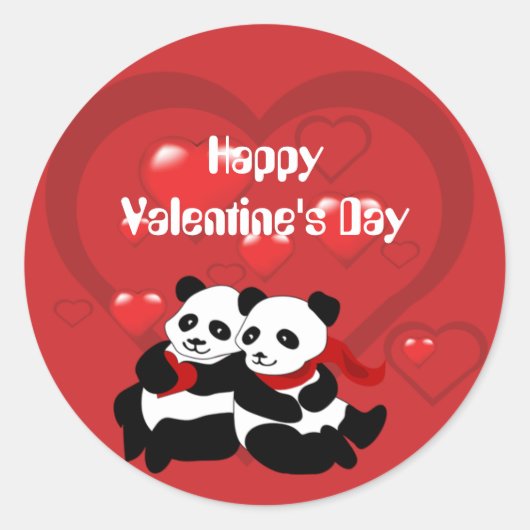 Valentijnsdag Panda Hart Kleine Sticker (Voorkant)