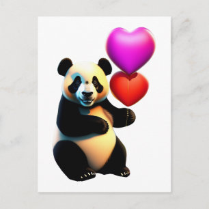 Valentijnsdag Panda & Hartballon, Valentijnsdag Briefkaart