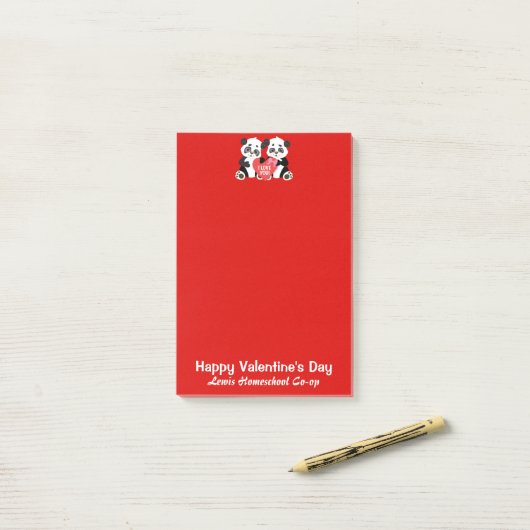 Valentijnsdag Panda Homeschool Co-op Post-it® Notes (Op bureau)