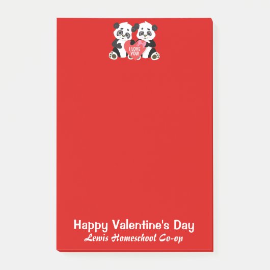Valentijnsdag Panda Homeschool Co-op Post-it® Notes (Voorkant)