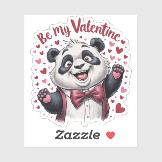 Valentijnsdag panda sticker (Vel)